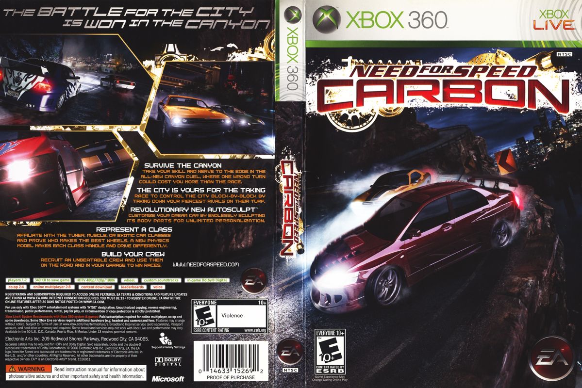 Need for Speed: Carbon box art for Xbox 360
